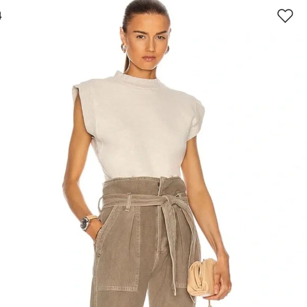 NWT AGOLDE Simone Sleeveless Sweatshirt in Oatmeal Heather Women's Size XL